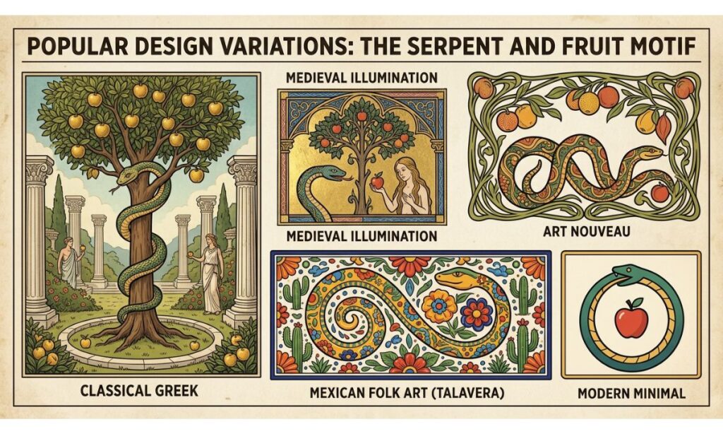 Popular Design Variations Serpent and Fruit Motif